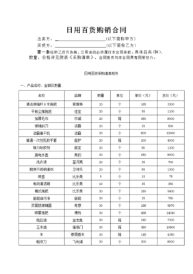 日用百貨購銷合同（貨物進(jìn)出口）